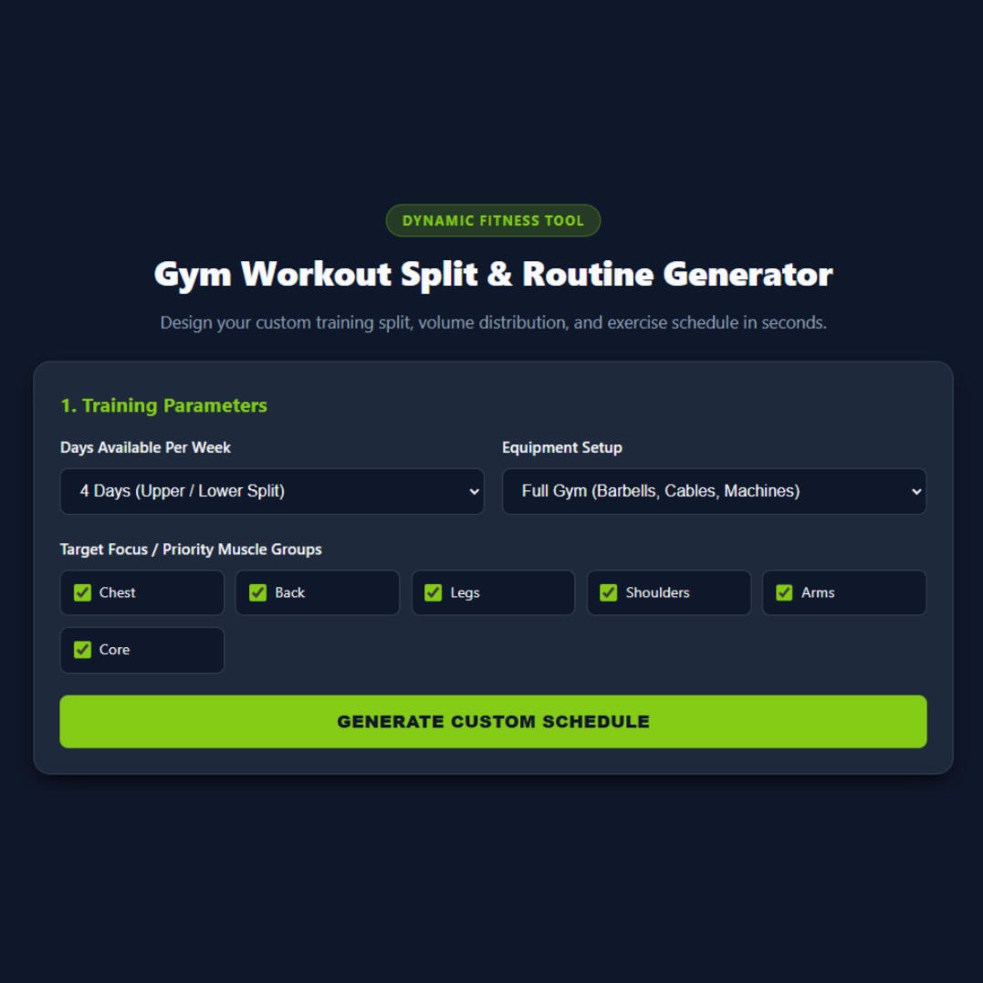 Gym Workout Split & Routine Generator