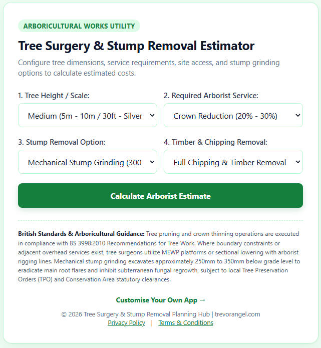 Tree Surgery & Stump Removal Estimator